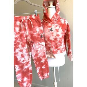 Girls Pink Tracksuit Air Jordans Tie Dye Sporty Retro Hoodie RARE 10-12 Years M